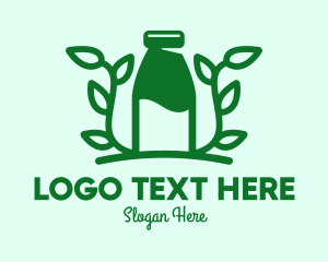 Milk Bottle - Organic Plant Milk logo design