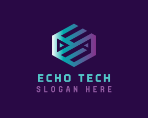 Tech Cube Letter E logo design