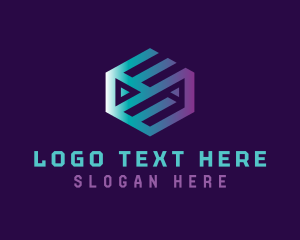Cyberspace - Tech Cube Letter E logo design