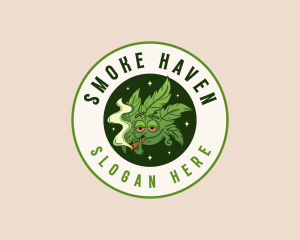 Smoking Marijuana Cartoon logo design