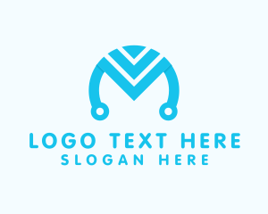 Blue - Digital Tech Letter M logo design