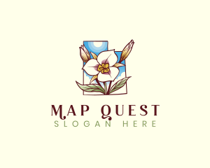 Utah Map Sego Lily Flower logo design