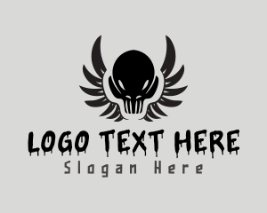 Horror - Skull Wings Tattoo logo design