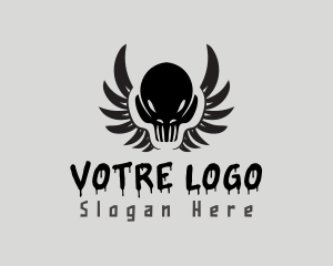 Skeleton - Skull Wings Tattoo logo design