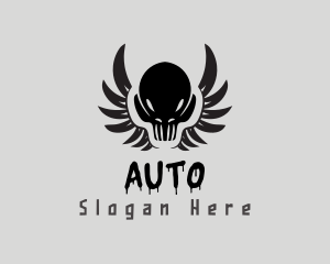 Black Skull - Skull Wings Tattoo logo design