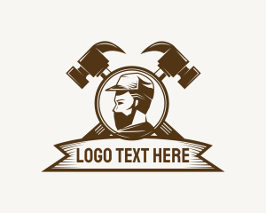 Carpentry - Builder Man Hammer logo design