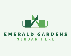 Gardener Watering Can Landscaping logo design