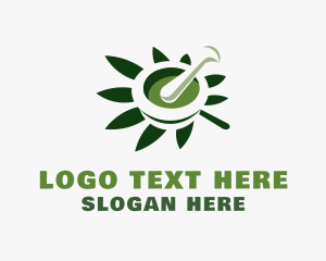 Mortar And Pestle - Cannabis Marijuana Plant logo design