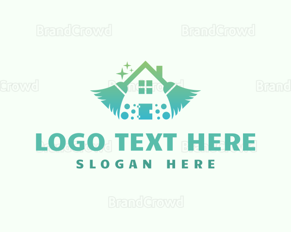 Broom Sweep Cleaning Logo