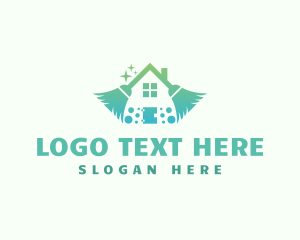 Disinfectant - Broom Sweep Cleaning logo design