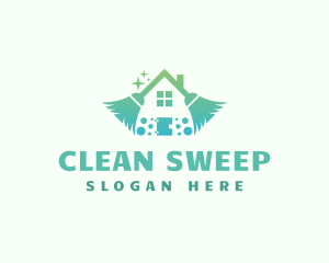 Broom Sweep Cleaning logo design