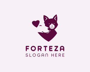 Heart Dog Cat logo design