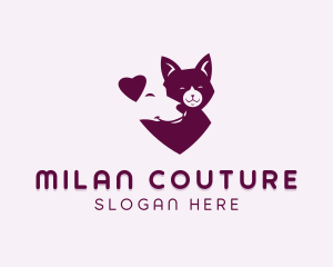 Heart Dog Cat logo design