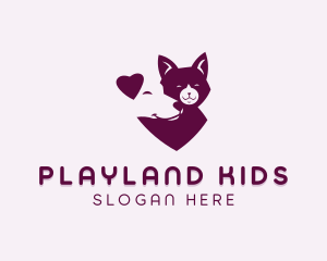 Heart Dog Cat logo design