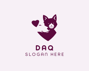Cartoon - Heart Dog Cat logo design