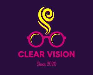 Pink Spectacles Glasses Smoke logo design