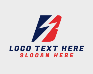 Negative Space - Sporty Letter B Lightning logo design