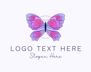 Blue Butterfly - Floral Butterfly Wings logo design