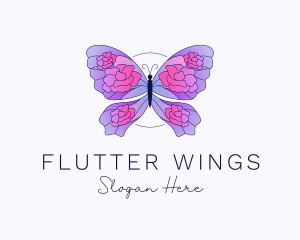 Floral Butterfly Wings logo design