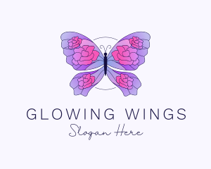 Floral Butterfly Wings logo design