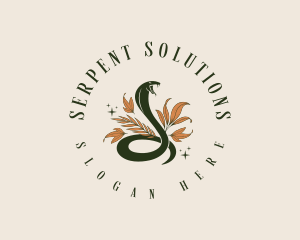 Leaf Cobra Snake logo design