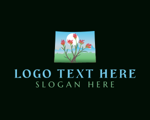 Dune Thistle - Indian Paintbrush Flower Wyoming logo design