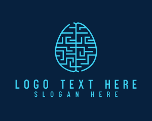 Neurologist - Blue Brain Labyrinth logo design