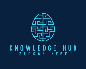 Learn - Blue Brain Labyrinth logo design