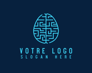 Psychology - Blue Brain Labyrinth logo design