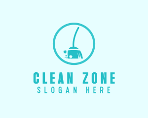 Broom Cleaning Germs logo design