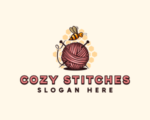 Honey Bee Yarn Ball Tailoring logo design