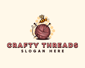 Yarn - Honey Bee Yarn Ball Tailoring logo design