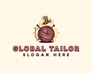 Honey Bee Yarn Ball Tailoring logo design