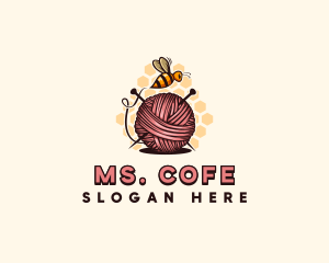 Honey Bee Yarn Ball Tailoring logo design