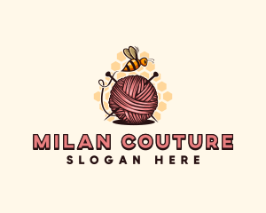 Honey Bee Yarn Ball Tailoring logo design