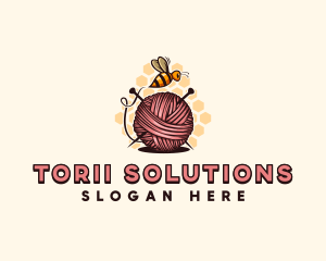 Honey Bee Yarn Ball Tailoring logo design