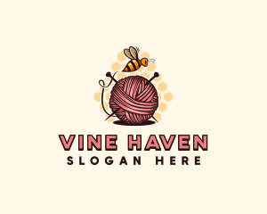 Honey Bee Yarn Ball Tailoring logo design