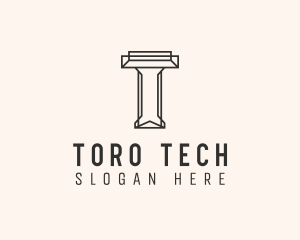 Industrial Steel Letter T logo design