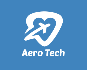 Aero - Heart Travel Airplane logo design