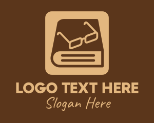 Bookstore - Reading Glasses Ebook Book logo design