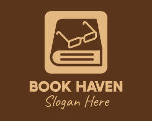 Bookstore - Reading Glasses Ebook Book logo design