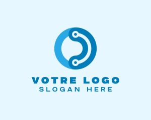 Blue - Digital Circuit Circle logo design