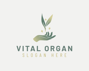 Organic Hand Leaf logo design