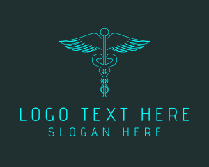 Hospital Staff - Neon Medical Caduceus logo design