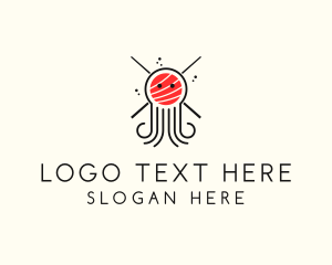 Sushi Roll - Seafood Sushi Octopus logo design