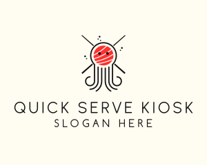 Seafood Sushi Octopus logo design