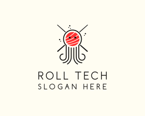 Roll - Seafood Sushi Octopus logo design