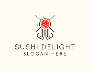 Seafood Sushi Octopus logo design