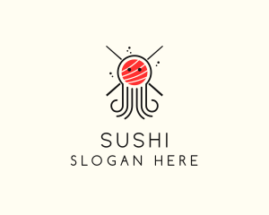 Seafood Sushi Octopus logo design