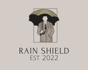 Raincoat - Vintage Umbrella Man logo design